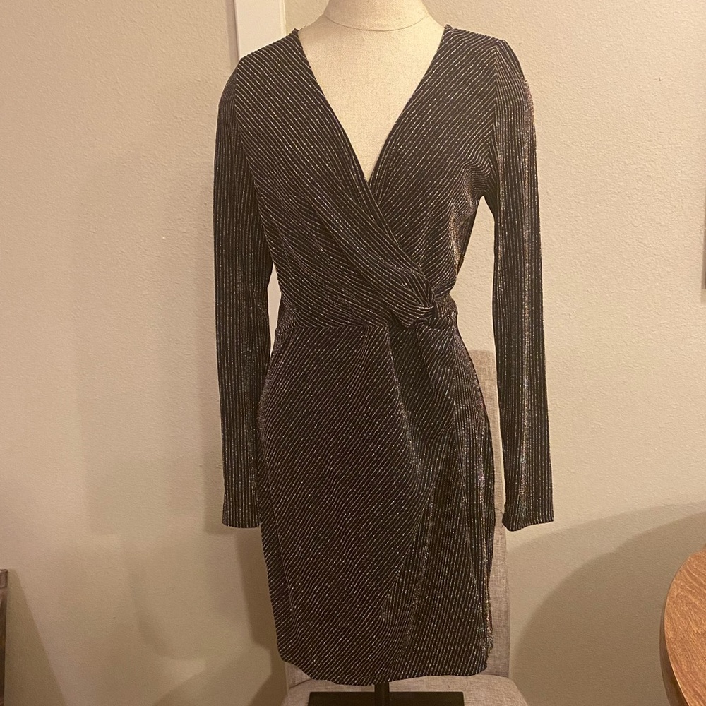 Miami Shimmer Faux Wrap Dress